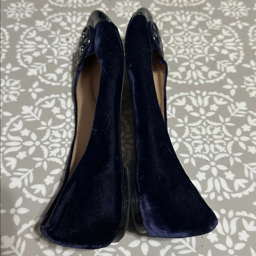 Tory Burch Navy Blue Velvet Women's Flats